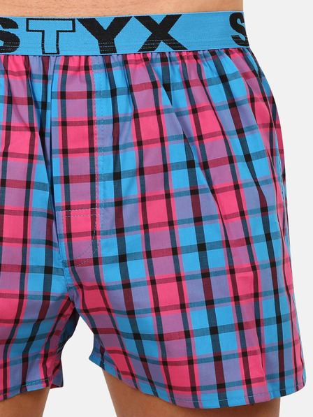 Styx Pantaloni scurți bărbătești în carouri roz și albastru Styx