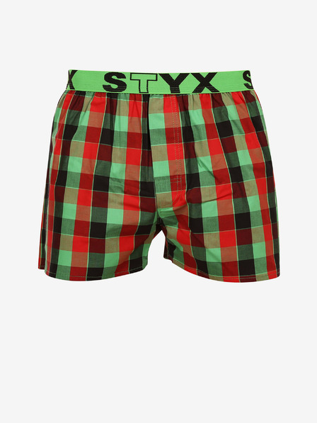 Styx Pantaloni scurți în carouri pentru bărbați Styx roșii și verzi