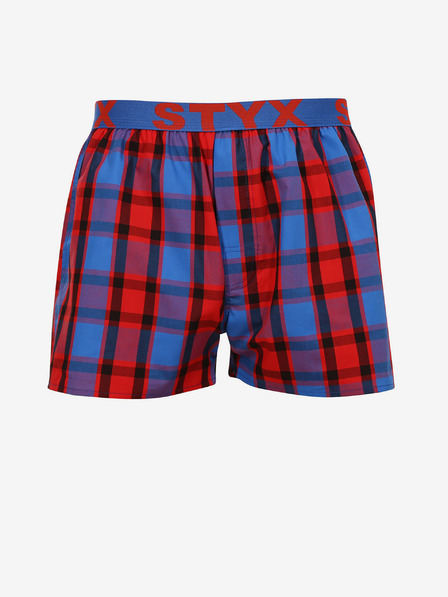 Styx Pantaloni scurți în carouri Styx albastru și roșu pentru bărbați