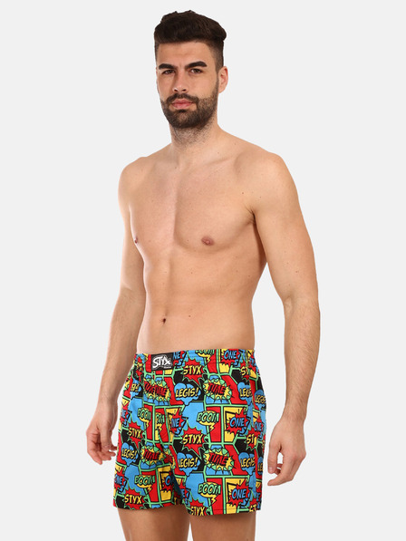 Styx Pantaloni scurți cu model pentru bărbați roșii și albaștri Styx premium art Boom