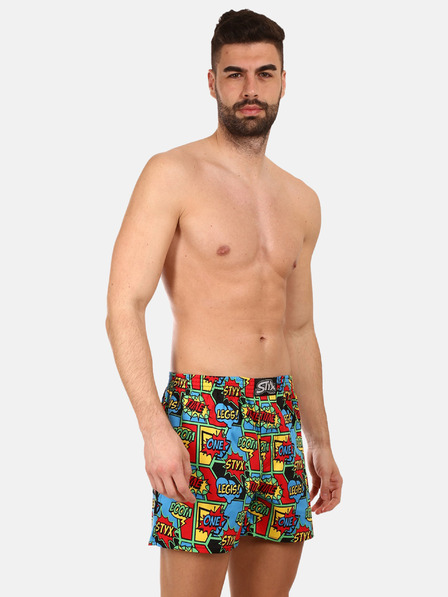 Styx Pantaloni scurți cu model pentru bărbați roșii și albaștri Styx premium art Boom