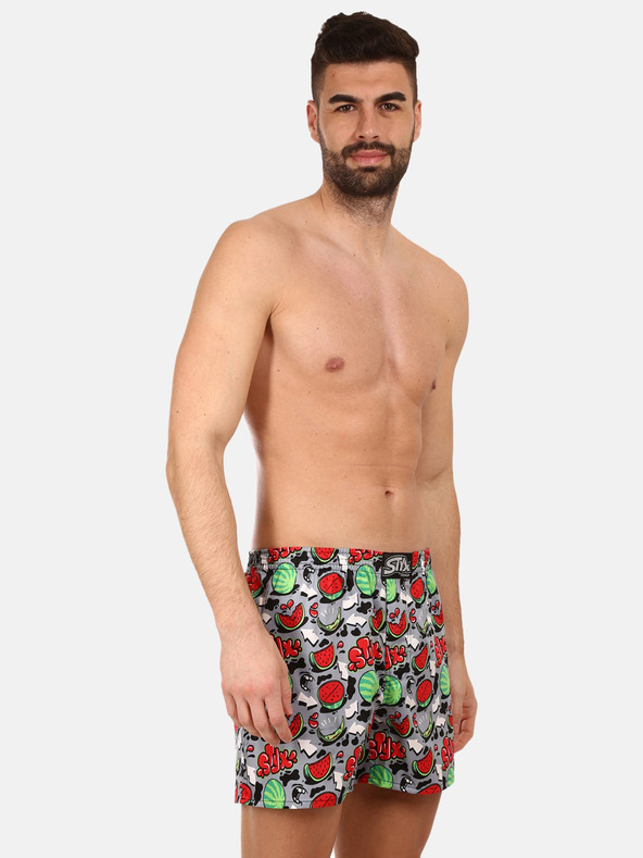 Styx Pantaloni scurți pentru bărbați cu model gri și roșu Styx premium art Melons