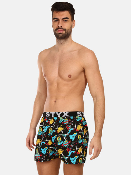 Styx Set de trei pantaloni scurți pentru bărbați cu model în roz închis, alb și negru Styx art