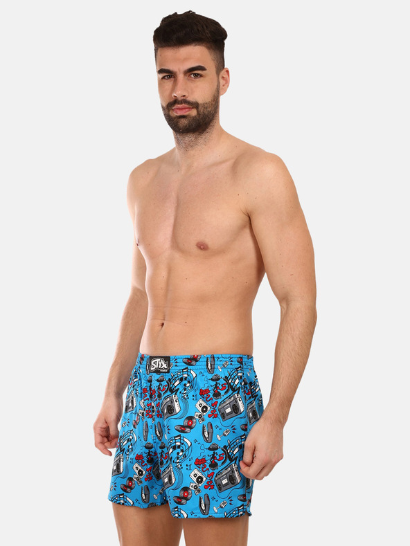 Styx Pantaloni scurți pentru bărbați cu model albastru Styx premium art Muzică