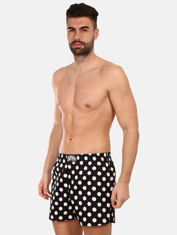 Styx Pantaloni scurți bărbați negri Styx premium art Polka dots
