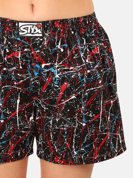 Styx Pantaloni scurți de somn cu model pentru femei roșii și negri Styx Jáchym