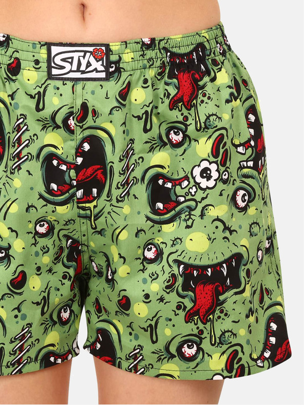 Styx Pantaloni scurți de somn cu model verde pentru femei Styx zombie