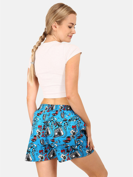 Styx Pantaloni scurți de somn cu model albastru pentru femei Styx Music