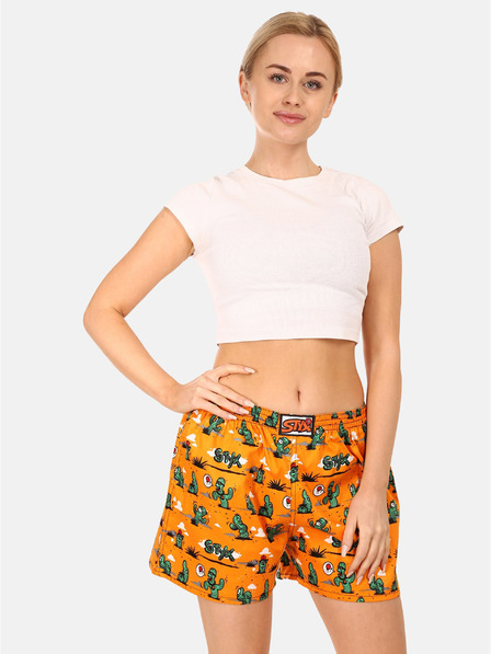 Styx Pantaloni scurți de dormit cu model Styx Cactus portocalii pentru femei