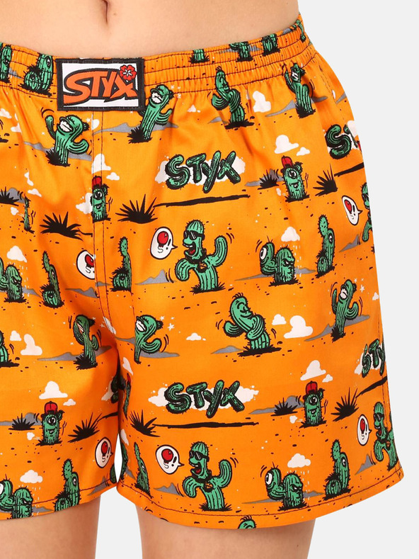 Styx Pantaloni scurți de dormit cu model Styx Cactus portocalii pentru femei