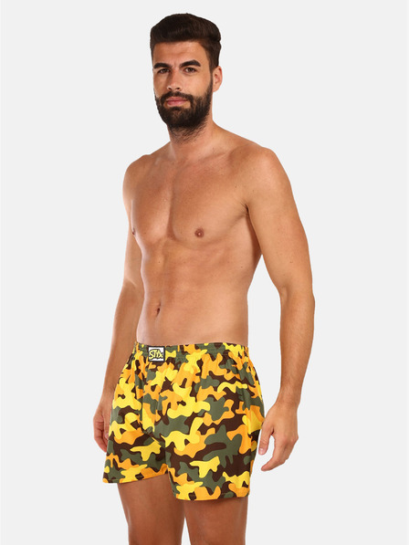 Styx Set de trei pantaloni scurți de somn cu model pentru bărbați în albastru, galben și negru Styx