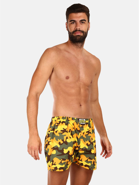 Styx Set de trei pantaloni scurți de somn cu model pentru bărbați în albastru, galben și negru Styx