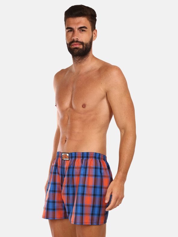 Styx Pantaloni scurți în carouri portocalii și albaștri pentru bărbați Styx