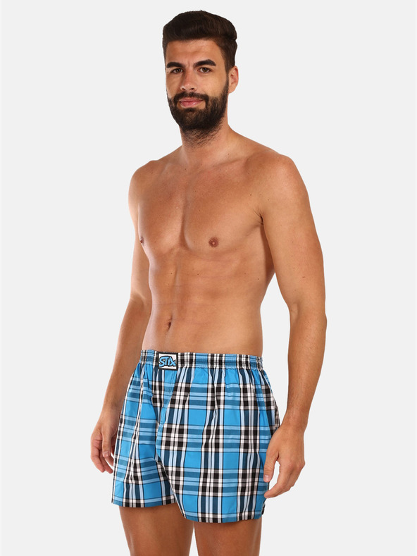 Styx Pantaloni scurți în carouri pentru bărbați Styx albaștri