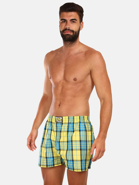 Styx Pantaloni scurți în carouri pentru bărbați, albaștri și galbeni Styx