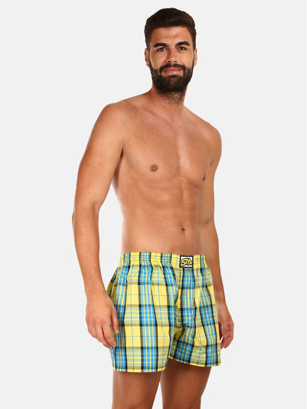 Styx Pantaloni scurți în carouri pentru bărbați, albaștri și galbeni Styx