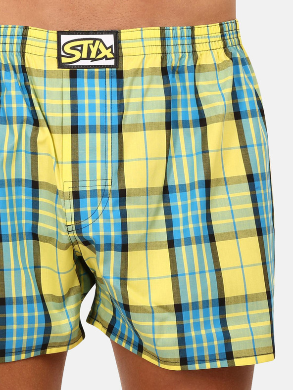 Styx Pantaloni scurți în carouri pentru bărbați, albaștri și galbeni Styx