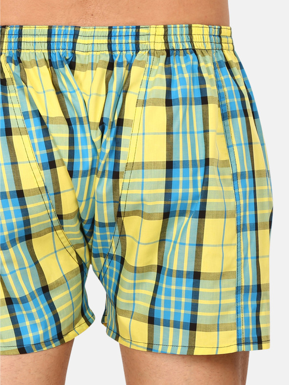 Styx Pantaloni scurți în carouri pentru bărbați, albaștri și galbeni Styx