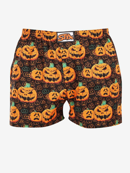 Styx Pantaloni scurți pentru bărbați Styx portocalii și maro cu dovleac de Halloween