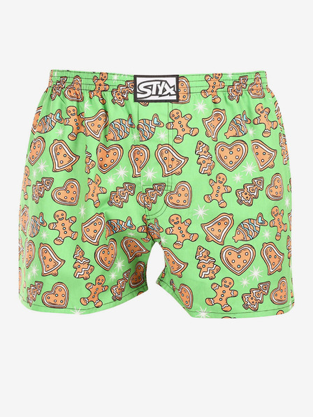 Styx Pantaloni scurți de Crăciun verde deschis pentru bărbați Styx Christmas Gingerbread