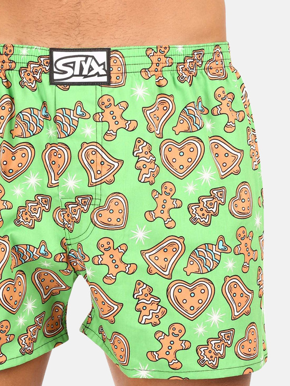 Styx Pantaloni scurți de Crăciun verde deschis pentru bărbați Styx Christmas Gingerbread