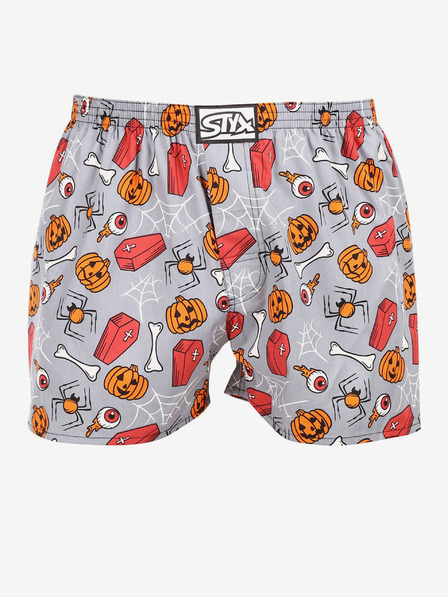 Styx Pantaloni scurți de Halloween Styx portocalii și gri pentru bărbați - coșciuge