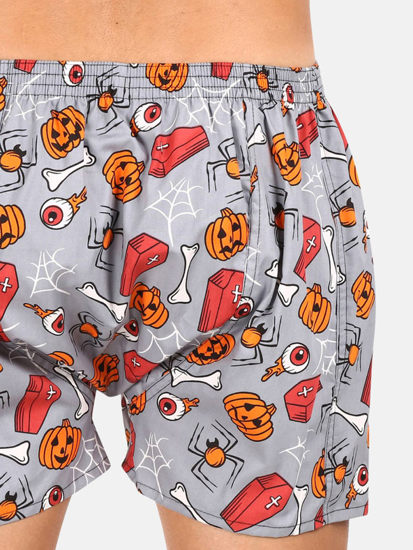 Styx Pantaloni scurți de Halloween Styx portocalii și gri pentru bărbați - coșciuge