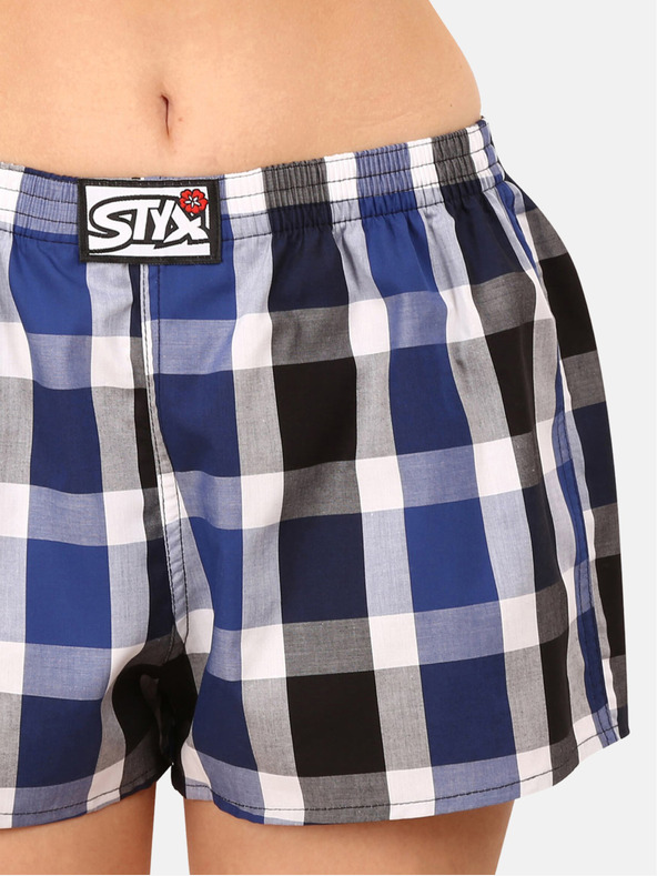Styx Pantaloni scurți în carouri pentru femei Styx albaștri și albi