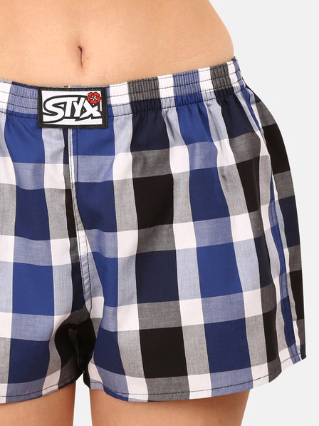 Styx Pantaloni scurți în carouri pentru femei Styx albaștri și albi