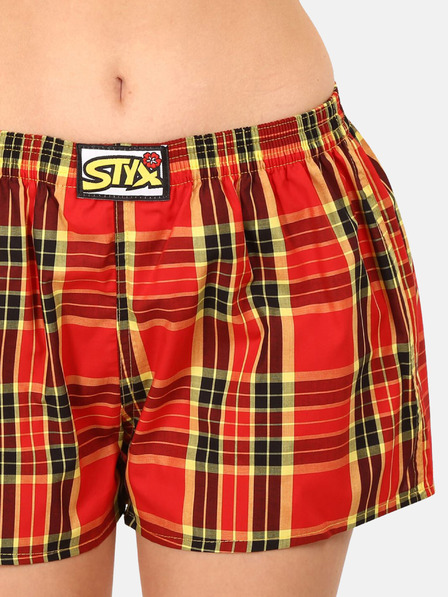 Styx Pantaloni scurți în carouri galbeni și roșii pentru femei Styx