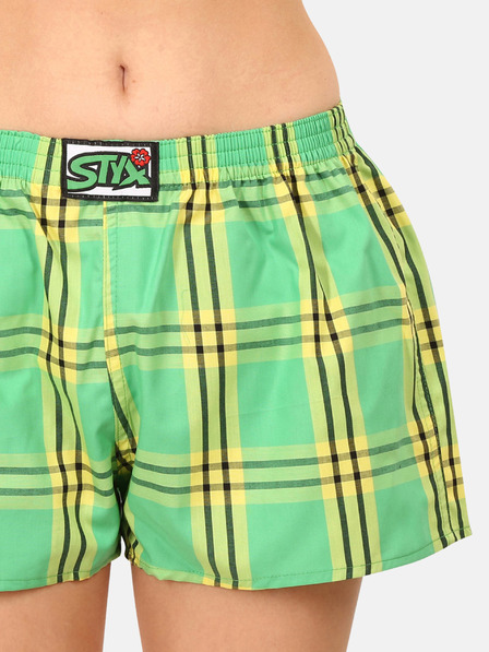 Styx Pantaloni scurți în carouri galbeni și verzi pentru femei Styx