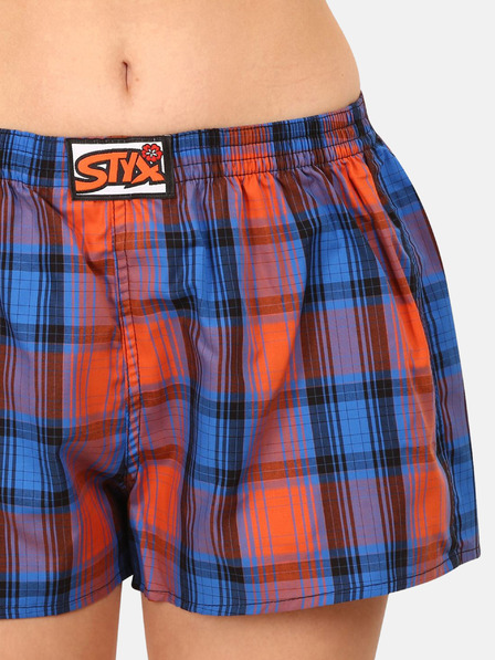 Styx Pantaloni scurți în carouri portocalii și albastre pentru femei Styx