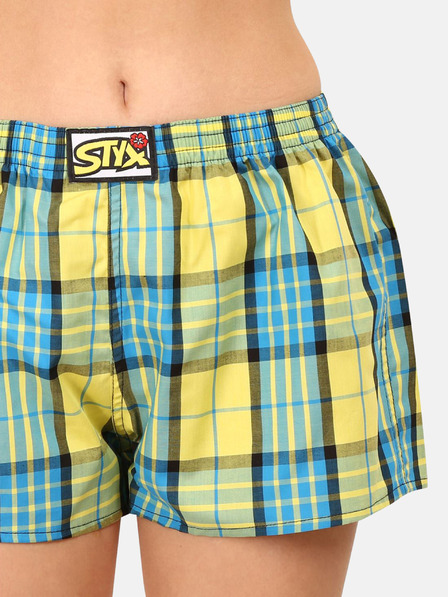Styx Pantaloni scurți în carouri albastru și galben pentru femei Styx