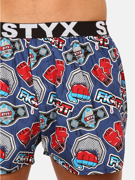 Styx Pantaloni scurți bărbătești cu motive roșii și albastre Styx