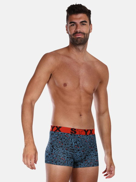 Styx Pantaloni scurți boxer cu model albastru și negru pentru bărbați Styx