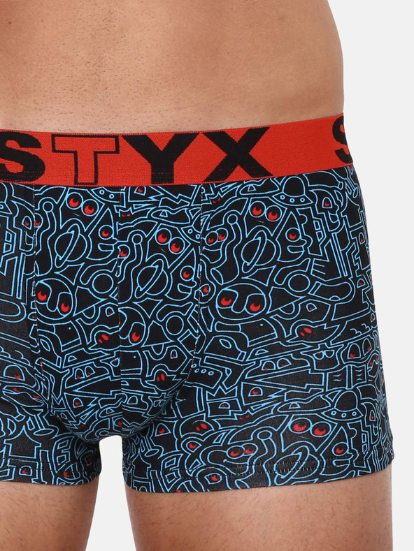 Styx Pantaloni scurți boxer cu model albastru și negru pentru bărbați Styx