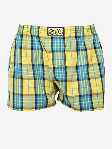 Styx Pantaloni scurți în carouri pentru bărbați, albaștri și galbeni Styx