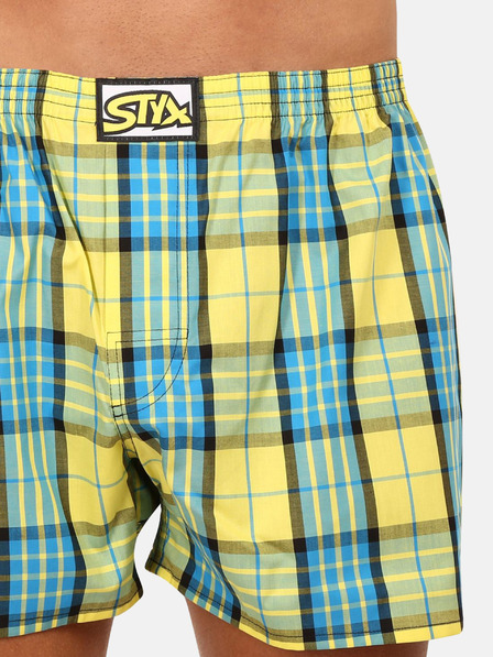 Styx Pantaloni scurți în carouri pentru bărbați, albaștri și galbeni Styx