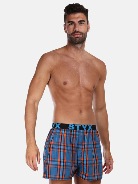 Styx Pantaloni scurți în carouri portocalii și albaștri pentru bărbați Styx