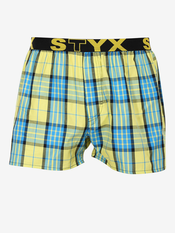 Styx Pantaloni scurți în carouri pentru bărbați, albaștri și galbeni Styx
