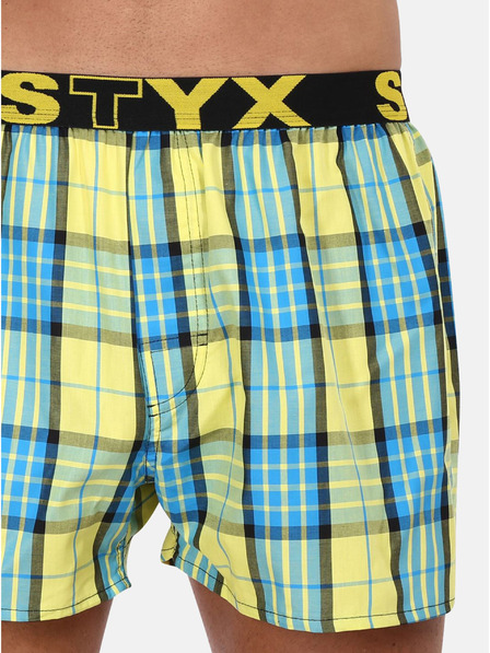 Styx Pantaloni scurți în carouri pentru bărbați, albaștri și galbeni Styx