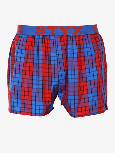 Styx Pantaloni scurți bărbați roșii și albaștri în carouri Styx