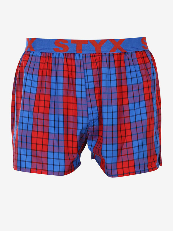 Styx Pantaloni scurți bărbați roșii și albaștri în carouri Styx