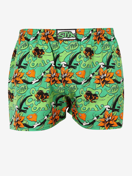 Styx Pantaloni scurți cu model portocaliu și verde pentru bărbați Styx