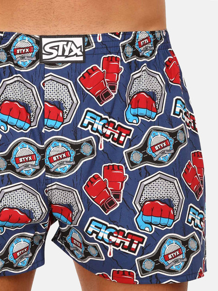Styx Pantaloni scurți bărbătești cu motive roșii și albastre Styx