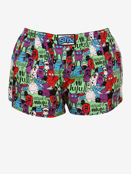 Styx Pantaloni scurți cu model violet-verde pentru femei Styx Monsters