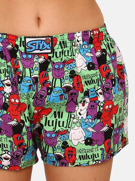 Styx Pantaloni scurți cu model violet-verde pentru femei Styx Monsters