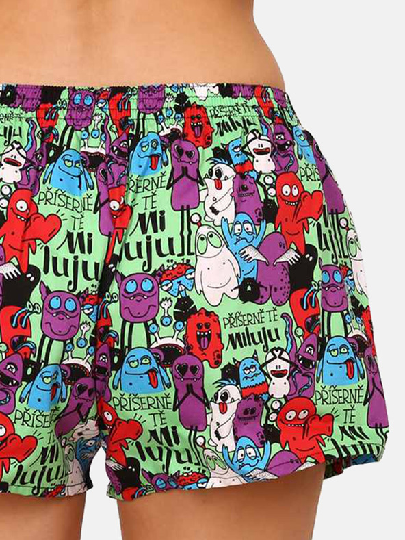 Styx Pantaloni scurți cu model violet-verde pentru femei Styx Monsters
