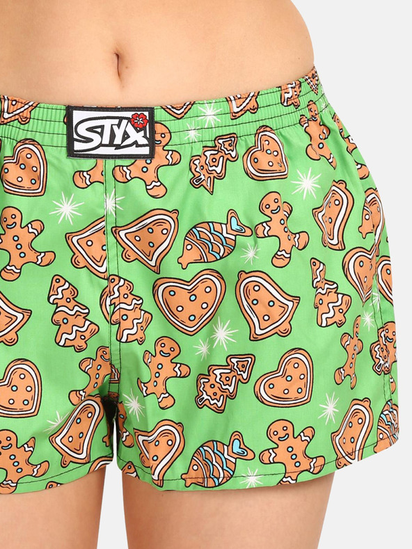 Styx Pantaloni scurți de Crăciun verde deschis pentru femei Styx Christmas Gingerbread