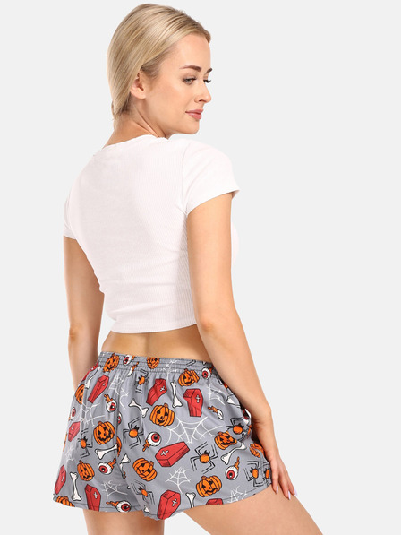 Styx Pantaloni scurți de coșciug Styx Halloween portocalii și gri pentru femei